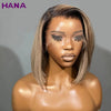 Ombre Ash Blonde With Brown Roots Colored Short Bob Wig 13x4 Lace Front Wig 180% Density Straight Human Hair Wig For Black Women