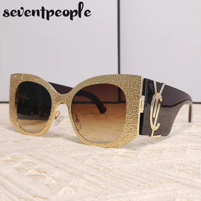 Oversized Round Cat Eye Sunglasses Women 2024 Luxury Brand Designer Vintage Windproof Big Frame Sun Glasses For Ladies Eyewear