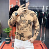 Men's T-shirt with Fashionable Personality Handsome and Versatile Trend Long Sleeved Men's Base Shirt Thick Style