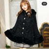 Japanese Liz Sweet Princess Faux Rabbit Fur Cape Coat Women Autumn Winter Fur Jacket Loose Clock Rhinestone Bow Hooded Coat