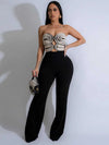 Women Summer Strapless Jumpsuit Sexy One Piece Outfits Cut Out Waist Party Jumpsuit Clothing Lady Full Length Backless Jumpsuits