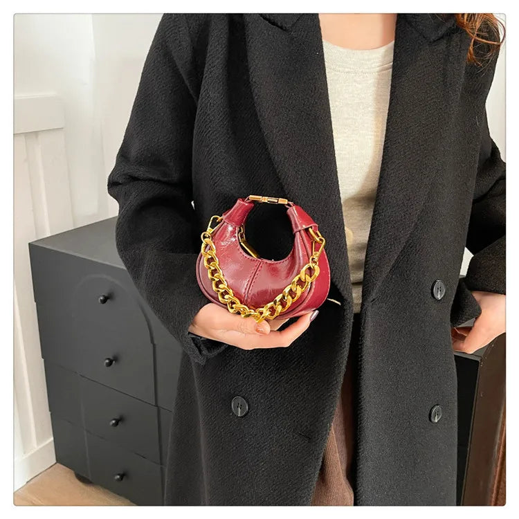 2024 Autumn Winter Mini Crossbody Bags For Women Luxury Half Moon Handbags For Ladies Purse Handle Bags Female Small Bag