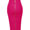 16 Colors Sexy Solid Zipper Orange Blue Black Red Bandage Skirt Women Elastic Bodycon Summer XL XXL Pencil Skirts 58cm