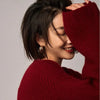 Turtleneck 100% cashmere sweater women loose thickening age reduction niche vintage red crewneck sweater women long sleeves