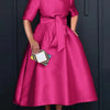 VONDA Elegant Women Satin Short Sleeve Midi Dress 2024 Summer Vestidos Casual Belted Loose Solid Color Long Sundress Oversized