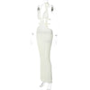BWQ Knitted Lace Up Halter Midi Dress Women Bodycon Sexy Streetwear Party Club Outfits Beach Crochet Long Dress Fall Winter