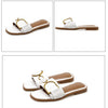 Summer Women Slippers Leather Square Toe Women Flats Flip Flops Designer Ladies Slides Sandals Women Shoes Luxury Sandals