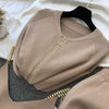 Women Zipper Knitted Cardigans Sweaters + Pants Sets + Vest Woman Fashion Jumpers Trousers 3 PCS Costumes Outfit