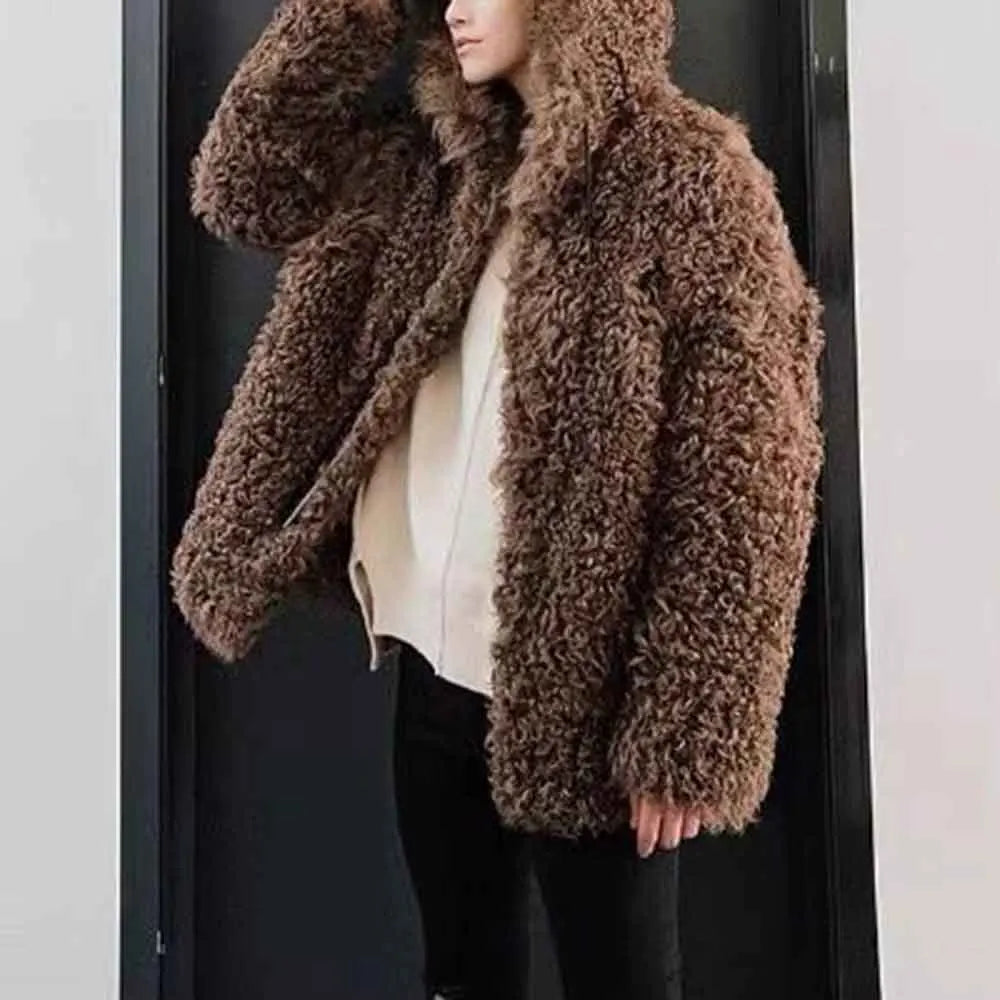 Winter New Men's Solid Color Faux Fur Long-Sleeved Jacket Korean Retro Fashion Trend Street Casual Loose Simple Niche Men's Top