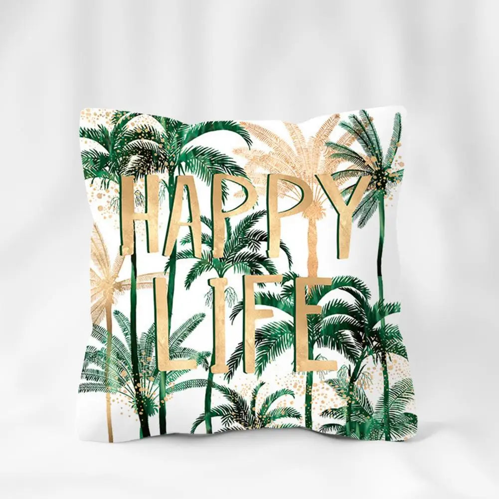 45cm Cushion Case Removable Polyester Green Plant Print Pillowcase Tropical Leaf Cactus Monstera Throw Cushion Cover Home Decor