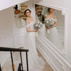 Bella White Glitter Prom Dresses Shiny Sequins Mermaid Wedding Dress Customized Long Train Off Shoulder Vestidos De Fiesta 2024