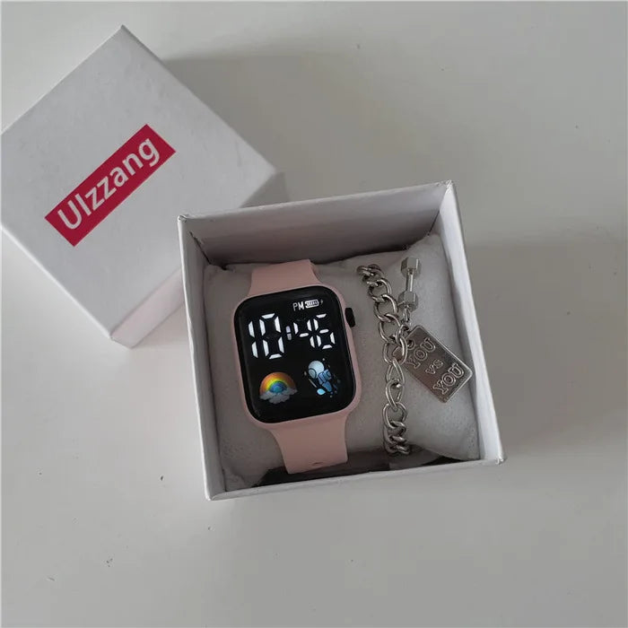 Technological LED Astro Watch for Women and Men Students Ins High Beauty Watches with Simple Fashion and Waterproof Electronics