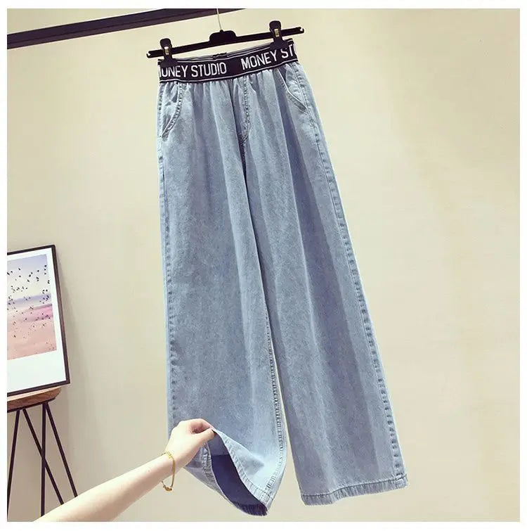 2025 Summer New Stitched Chiffon Shirt Female Set Elegant Women's Jeans Casual Blouse Two Piece Set Ladies Tracksuits