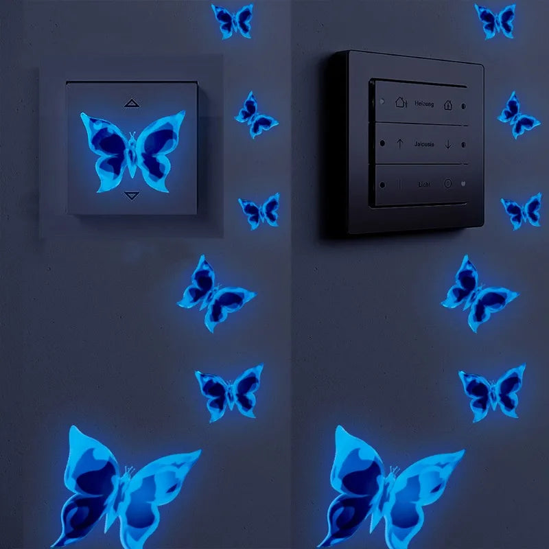 New Blue Glow-in-the-dark Butterfly Wall Stickers Room Decoration Accessories Cartoon Sticker for Anniversaries Birthdays Paster