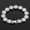 Iced Out Pink Cuban Bracelet for Women Hip Hop Gold Silver Color Crystal Heart Circle Square Bracelet 4Pcs Set Jewelry Gift