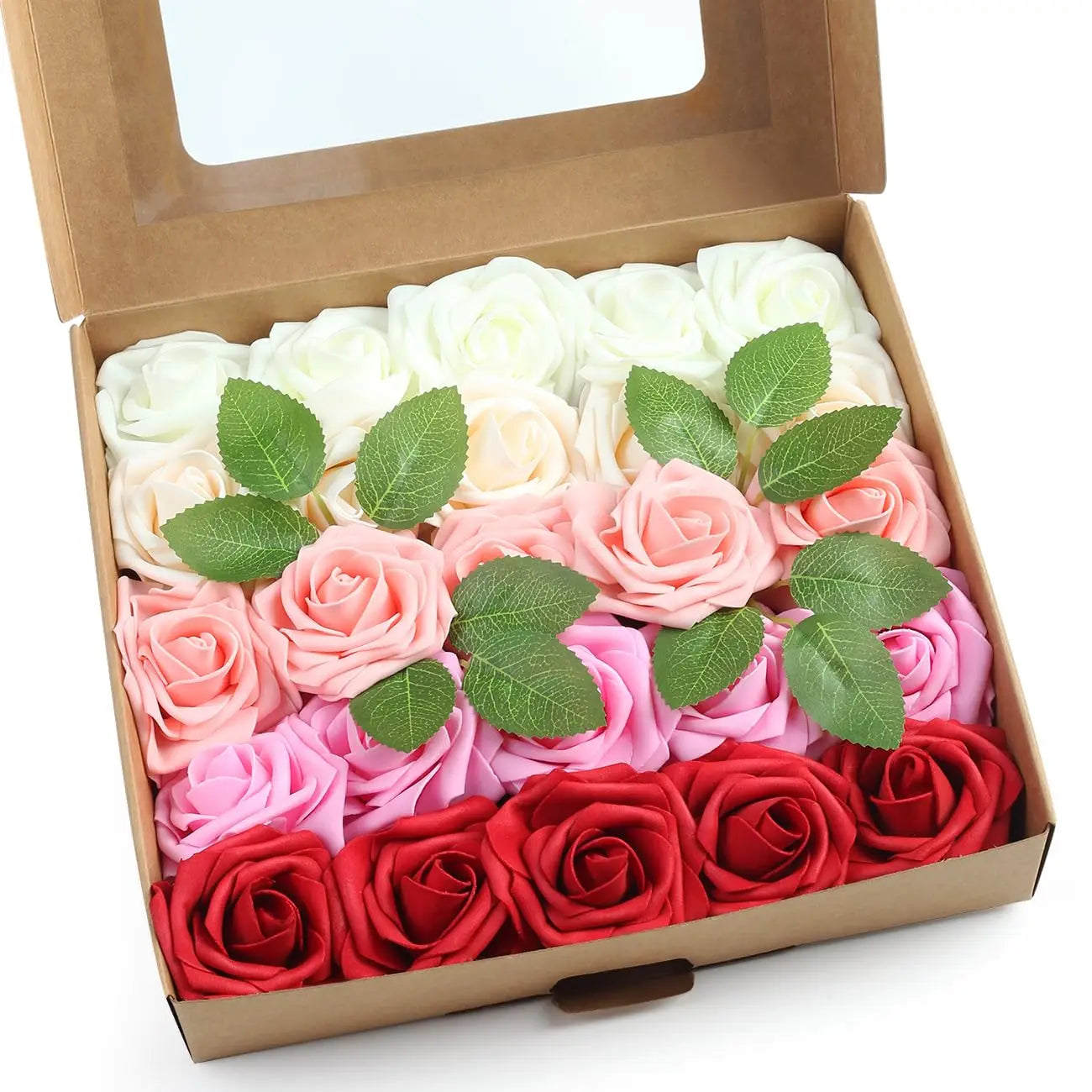 50-200PCS Artificial Roses Flowers Foam Flowers with Stems Fake Roses for DIY Wedding Bouquets Centerpieces Valentine's Day
