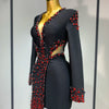 Luxury Birthday Women Celebrity Sexy Long Sleeve V Neck Rhinestone Black Bandage Dress 2025 Elegant Evening Club Party Dresses