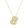 Cubic Zirconia Gold Plated  Bubble Alphabet Letter Necklace Monogram Necklace Balloon Initial Necklace Gifts for Women Girls