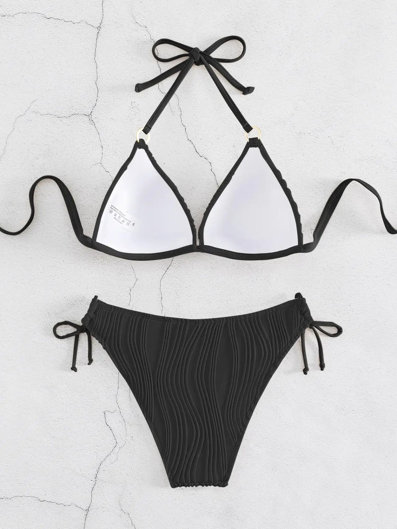 Bikini Set Women Low Waist Sexy Two Piece Swimsuit Women's Solid Color Black Lace-up Push Up Brazilian Bikinis Bathsuit