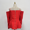 TWOTWINSTYLE Solid Designer Slimming Blazers For Women Slash Neck Long Sleeve Off Shoulder Temperament Coats Female Fashion New