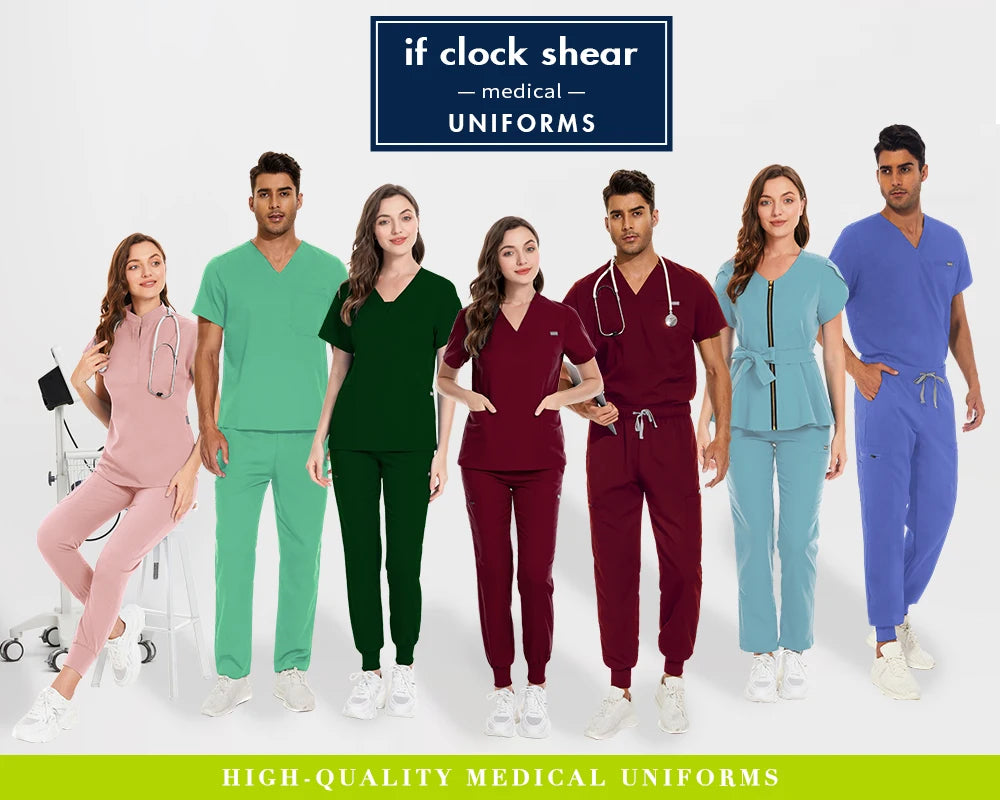 Hospital Medical Uniforms Nurse Suit Women Solid Color Dentistry Operating Room Scrub Set Two-piece Pet Grooming Doctor Workwear