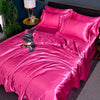 Nordic Satin Silk Bedding Set with Duvet Cover Bed Sheet Pillowcases Luxury Solid Single Double Couple Pillow Case Bedsheet