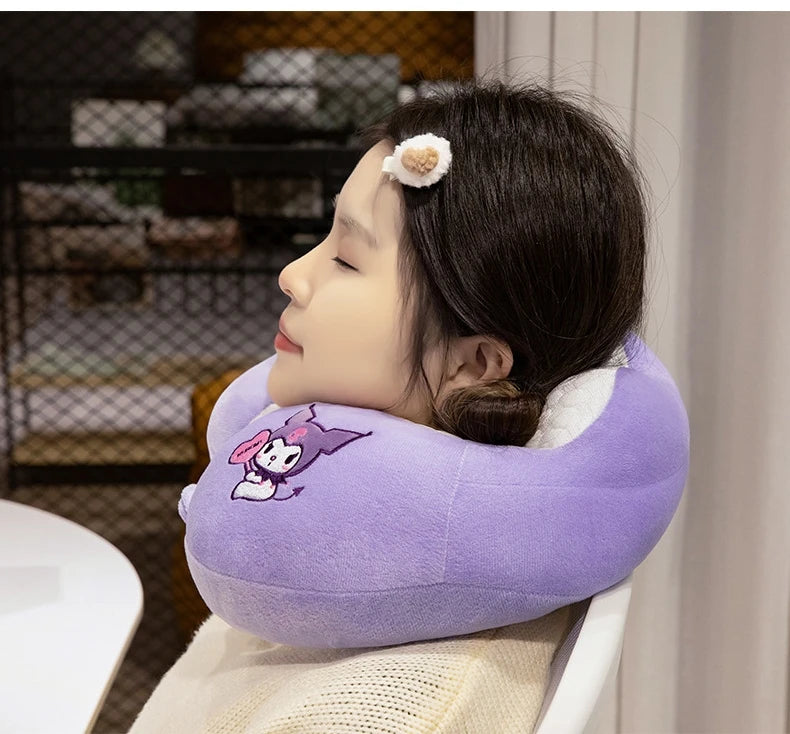 Lovely Kuromi My Melody U-shaped Neck Pillow Kawaii Japanese Style Cinnamoroll Travel Nap Pillow Skin Friendly Thickened Girl