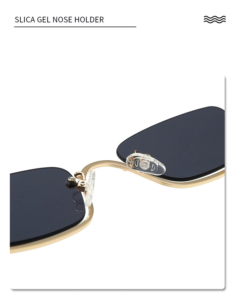 Half Frame Square Sunglasses for women Luxury Brand Small Metal Retro Rectangle Black Sun Glasses Woman Fashion Eyewear