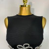 Women Celebrity Sexy Crytal Flower Black Mini Bandage Skirt Suit 2025 Knitted Elegant Evening Club Birthday Party Two Pieces Set