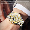 OLEVS Men's Watches Top Brand Luxury Original Waterproof Quartz Watch for Man Gold Skeleton Style 24 Hour Day Night New