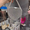 Bling Tassel Heart-shape Satin Bag Glitter Rhinestone Diamond Evening Bag Women Handbag Wedding Party Clutch Purse Crossbody Bag