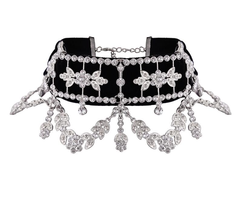Fashion Crystal Rhinestone Choker Velvet Statement Necklaces for Women Collares Jewelry Party Gift