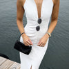 Bornladies Summer Sleeveless Single Breasted Dress Fashionable Ladies Slim Fit Collar Solid Color Long Dresses Women's Clothing