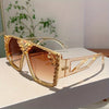 KAMMPT Rhinestone Shine Brand Design Sunglasses Fashion Women Grey Sun Glasses Trendy Decoration Sun Shades for Party Driving