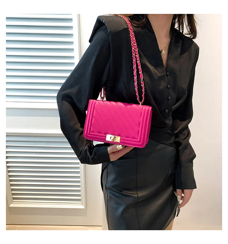Fashionable Mini Quilted Embossed Chain Shoulder Bag Simple And Versatile Diagonal Crossbody Bag For Women Square Handbag