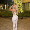 Women's solid color sexy backless top, fashionable casual micro speaker jumpsuit