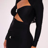 Articat Sexy Hollow Out Long Sleeved Elastic Tight Dress Women Pleats Double Layered Female Vestidos Elegant Party Evening Dress