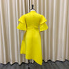 Elegant Party Dresses for Woman 2024 New O Neck Ruffles Sleeve High Waisted Asymmetric Mid Calf Luxury Birthday Dinner Vestidos