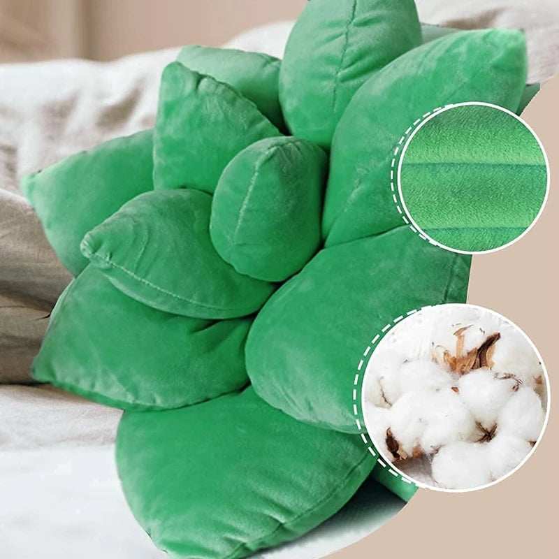 Inyahome 3D Succulent Throw Pillow Cactus Plush Flower Plant Shaped Cushion for Living Room Decor Novelty Decoration Plant Decor