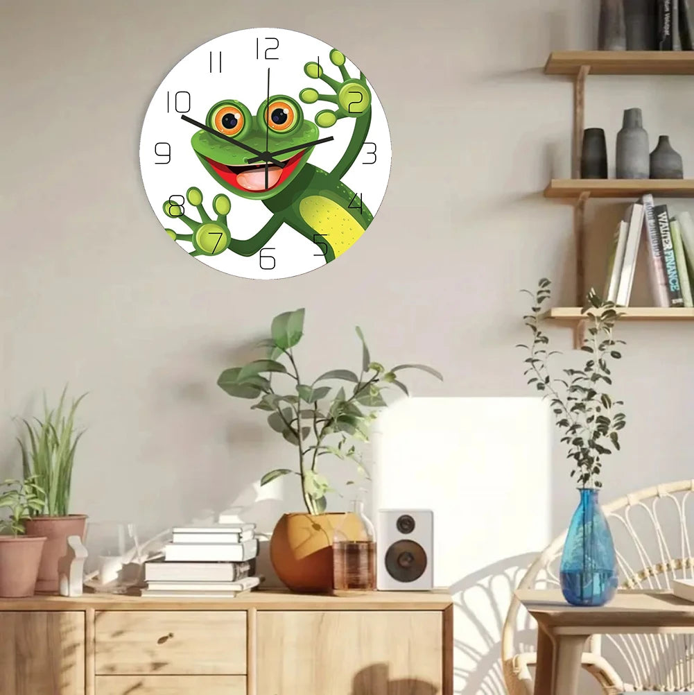 Funny Frog Acrylic Wall Clock Beach Starfish Record Marble Cat Retro Wall Decoration Clocks for Living Room Bedroom Office Home