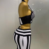 2025 New Women Celebrity Sexy Jacquard Black White Two Piece Bodycon Striped Bandage Skirt Set Designer Evening Party Dress