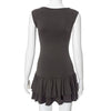 Women's Solid Pleated Short Dress Sleeveless O-neck Fashion Elegant Simple Mini Bodycon Dresses Slim Street Casual Party Holiday