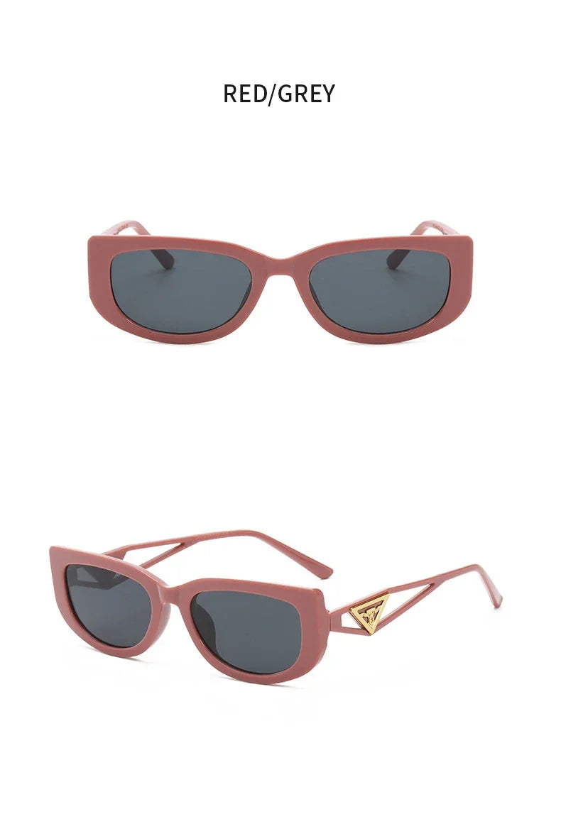 New Small Frame Cat Eye Sunglasses Women Personality Hollow Triangle Sun Glasses Men Trendy Retro Oval Gafas De Sol Mujer