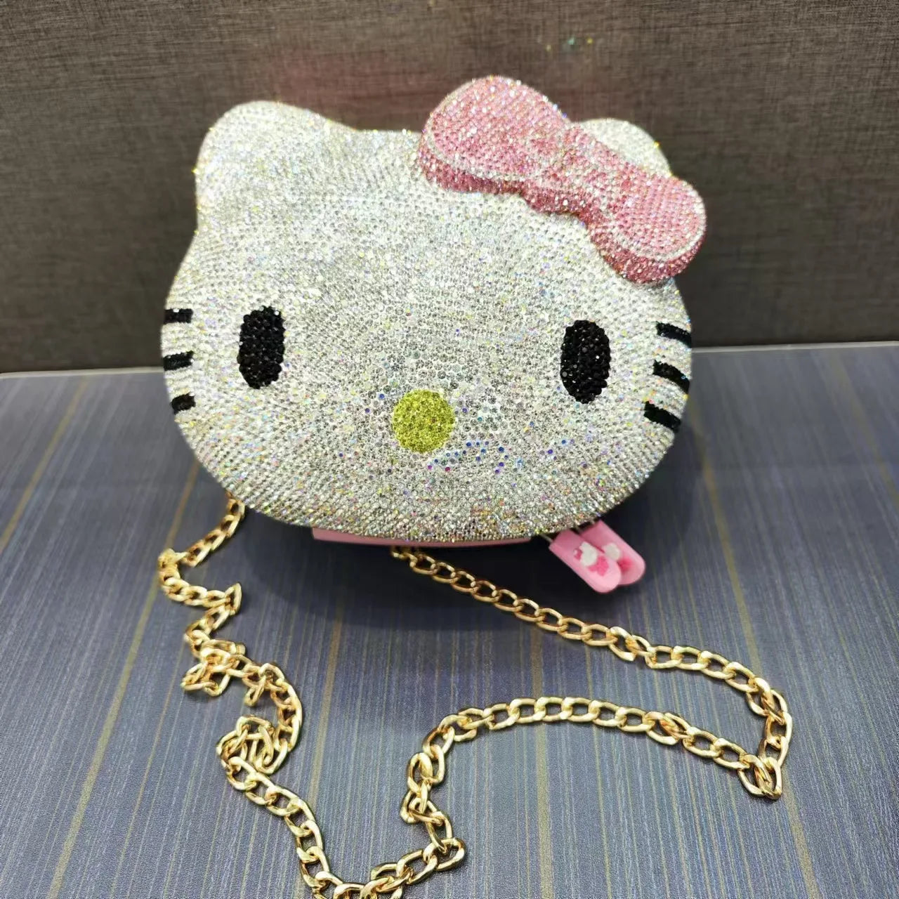 Hello Kitty Diamond Bag Sanrio Cute Cartoon lipstick bag  Fashion Girl Messenger Bag Handmade Diamond Inlaid Handbag Girl Gifts
