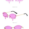 New personalised rimless sunglasses male Europe and the United States prom weird trend of irregular tears sunglasses female