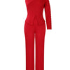 White 2 Piece Sets Women Outifits Autumn Slanted Shoulder Nail Bead Top Pants Two-piece Party Lady Matching Sets OL Fashion Suit