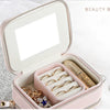 Diamond-set Double Zipper Jewelry Portable Storage Box With Mirror Ring Earrings Necklace Rhinestones Case Lipstick Makeup
