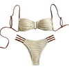 Women Two-piece Trunk Swimsuit Stylish Bandeau Padded Bikini Set Split Swimming Suit Lady Girls Pad Bra Briefs Set Beachwear