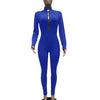 Women's Bodycon One-piece Jumpsuit Long Sleeved Big Zipper Female Casual Sport Workout Skinny Activity Wear Overalls Tops