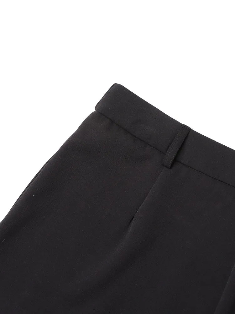 TWOTWINSTYLE Solid Wide Leg Pants For Women High Waist Hollow Out Spliced Diamonds Loose Straight Pant Female Fashion Clothing